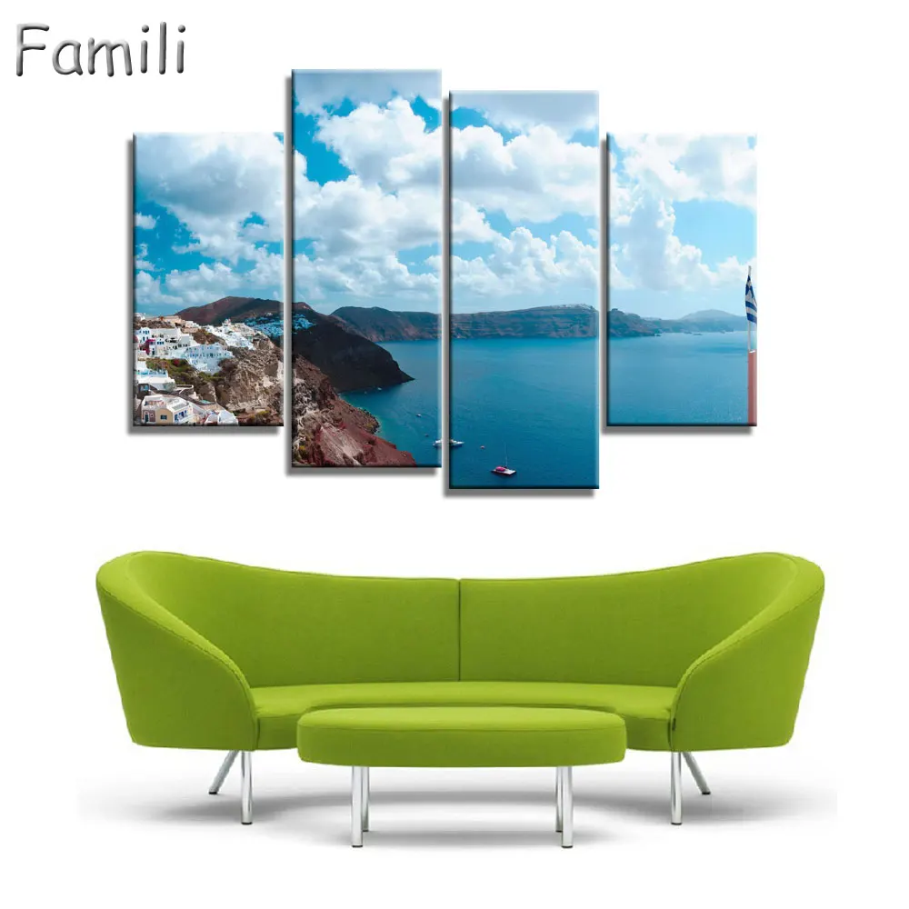 4 шт. настенные картины на холсте Санторини|Рисование и каллиграфия| |