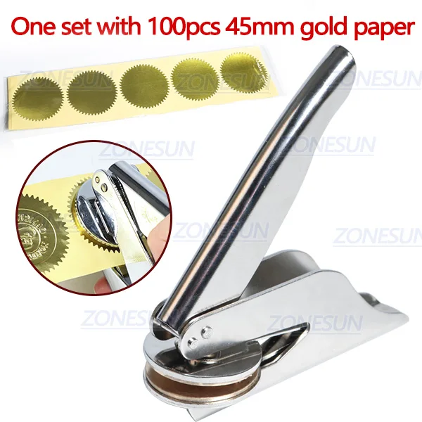 With 100pcs Gold ZONESUN на заказ, латунный тисненый штамп, логотип, персонализированная печать для тиснения, штамп для письма, Свадебный конверт, документ, пригласительная карта - Цвет: With 100pcs Gold