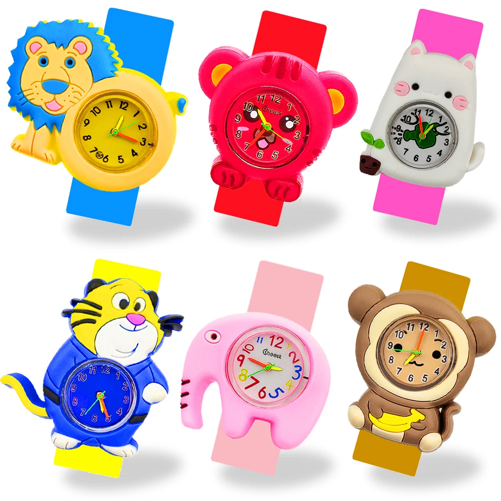 Children Learn Time Watch Toy Kids Slap Watches Cartoon  Lion/Tiger/Elephant/Monkey Panda Baby Birthday Gift Boys Watches  Clock|Children's Watches| - AliExpress