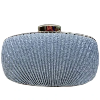 

Fashion Women Ruched Clutch Evening Bag Ladies Party Wedding Bride Wallet Day Clutch Makeup Bags Crossbody Bag(Silver)