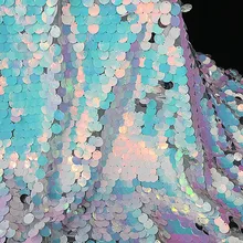 Модный тренд ракушка рыбья чешуя блестящая ткань лазерная розовая синяя декоративная Праздничная ткань дизайнер сделай сам от кутюр материал