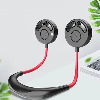 

Handsfree neckband hanging USB leafless rechargeable hanging neck double fan