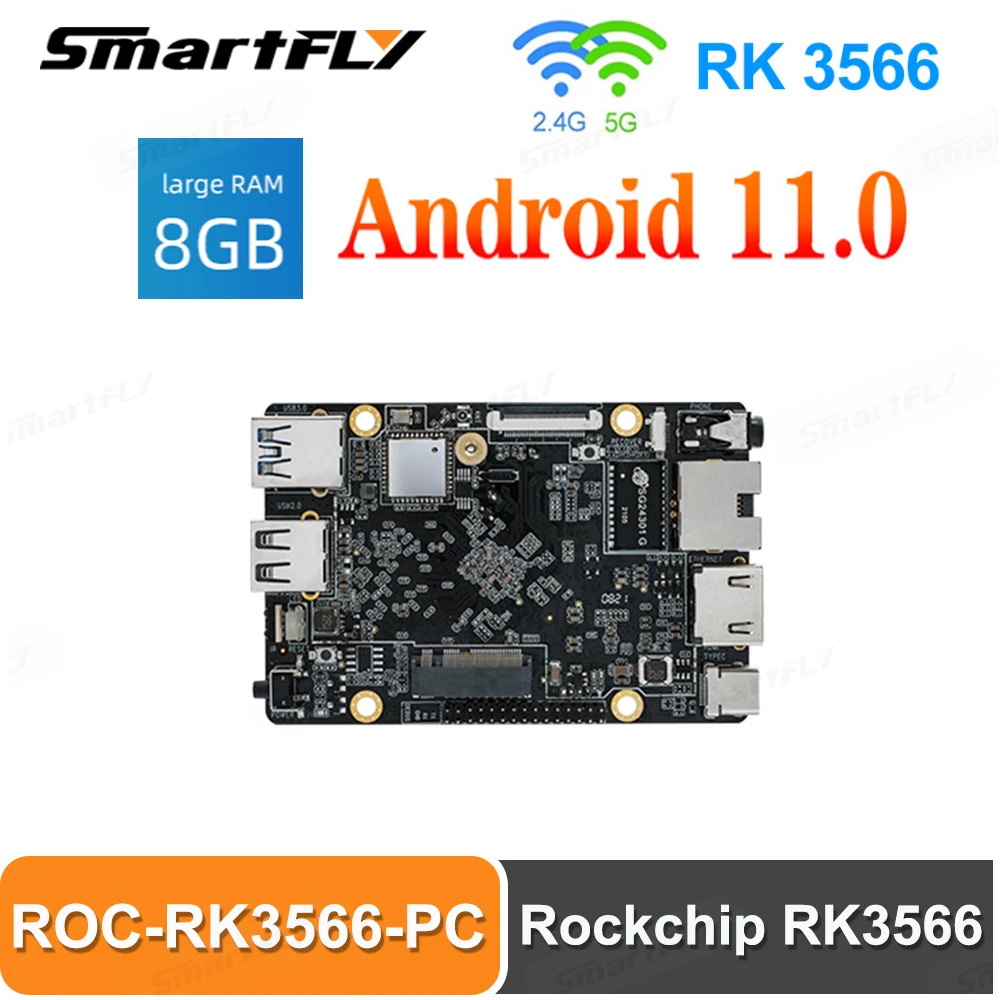 ROC-RK3566-PC Rockchip RK3566 Dual WiFi BT5.0 High-Performance AI SBC ...