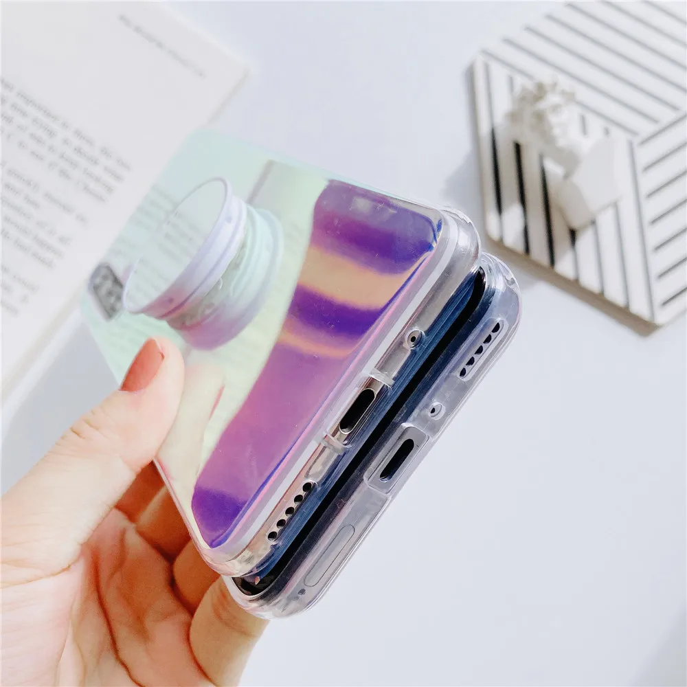 huawei pu case Luxury Clear Soft Phone Case For Huawei Y8P Y9S P Smart Plus S Z Y9 Prime 2019 Rainbow Gradient Color Holographic Mirror Cover pu case for huawei