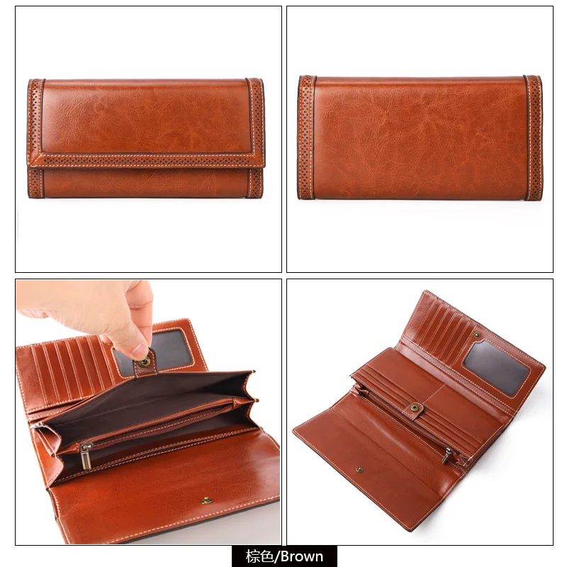 2022 Leather Women Wallets Name Engraving Genuine Leather Female Wallets Classic High Quality Fashion Photo Holder Women Purse