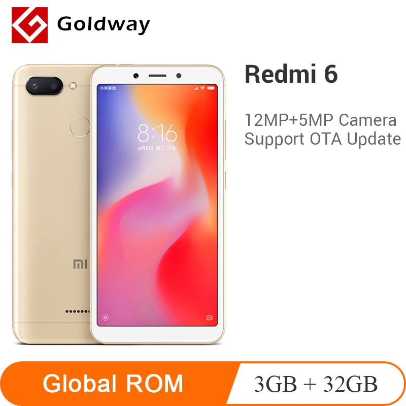 Оригинальный смартфон Xiaomi Redmi 6 глобальная версия 3 ГБ 32 восьмиядерный процессор