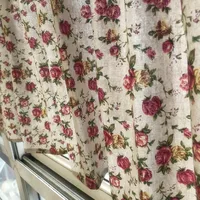 Korean Style  Cotton Linen Roses Printed Lace Short Curtain /Door Curtain  Kitchen /Bathroom Decorative  Partition Curtain 2