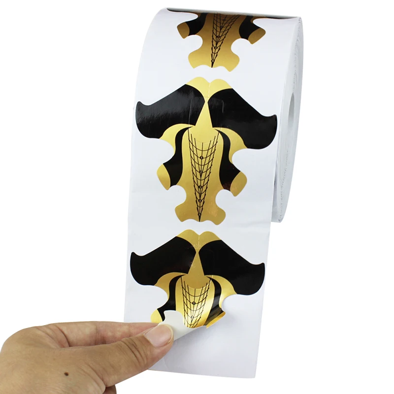 Finger Angel 100/500pcs Gold Nail Forms Nail Art Tips Guide Extension Fish Shape for Acrylic UV GEL Manicure Tool#FJH26