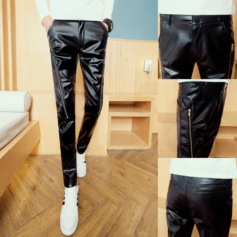 Pantalones Hombre кожаные брюки мужские обтягивающие брюки мужские джоггеры модные облегающие мужские брюки уличная одежда корейские повседневные брюки