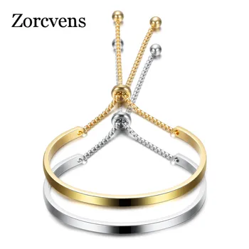 

ZORCVENS 2020 New Fashion Gold Stainless Steel Bangle Bracelets For Women Adjustable High Polished Bracelet Wholesale
