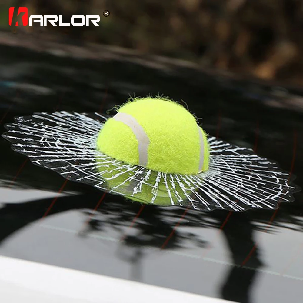 Ball Hits Car Window Tennis Car Body Sticker Design Self Adhesive Baseball Funny Car Stickers and Decals DIY Car Accessories