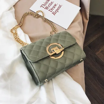 

XUNJIDA 2020 NEW Women Bag Handbag Retro Diamond Lattice Crossbody Bags for Women Messenger Bags Chain Strap Shoulder Bag Green