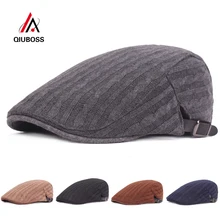 QIUBOSS мужские вязаные береты, Зимняя кепка с капюшоном, модная кепка для газетчика, Повседневная Кепка для гольфа, кепи в таксистском стиле, мужская шляпа с полями для путешествий