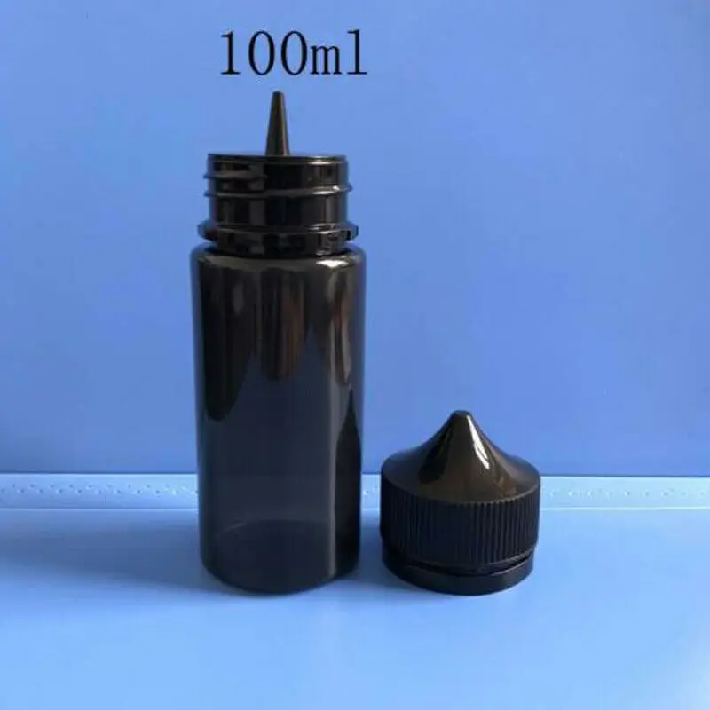 100ml 5 шт. х 30 мл 60 мл 100 мл 120 мл черный ПЭТ Пустой пластик e Жидкость для отжима сока и масла жира Vape капельница бутылки банки контейнеры CRC крышки наконечники - Цвет: 100ml