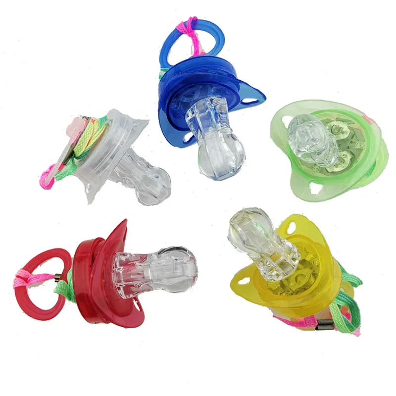 

12PCS Light Up soft Pacifiers LED Rave Party Glow Glowing Whistle Flashing Lanyard Flashing Led Whistle Nipple Toys