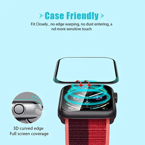 Screen Protector for Apple Watch Series 7 8 9 45mm 44mm 40mm iWatch 6 SE 5 4 3 42mm 38mm 41mm Soft Glass Apple Watch Accessories - Image 3