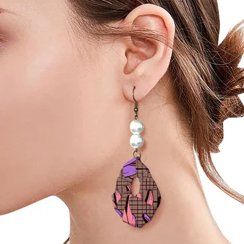 

Opslea Dashiki African Women`s National Printed Batik Cotton Handcraft Retro Pearl Print Batik Earrings Jewelry