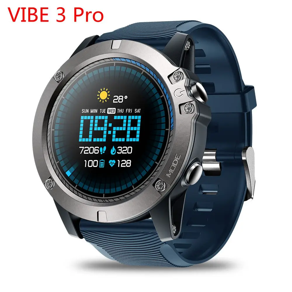 Zeblaze VIBE 3 ЭКГ Смарт часы мужские спортивные Шагомер монитор сна Поддержка 11 языков IP67 Smartwatch цветной дисплей Android IOS - Цвет: blue VIBE 3 PRO