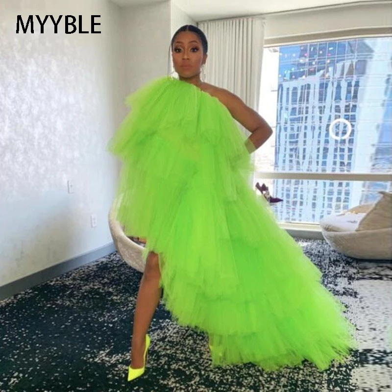 Robe de soiree, шикарные вечерние платья, зеленое длинное вечернее платье из тюля, уникальный дизайн, Многоуровневое торжественное платье