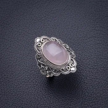 

StarGems Natural Rose Quartz Handmade 925 Sterling Silver Ring 7.25 D4110