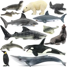 Original ocean sealife animals sets bule whale shark jaws tiger killer whale leatherback kids learning toy children gift