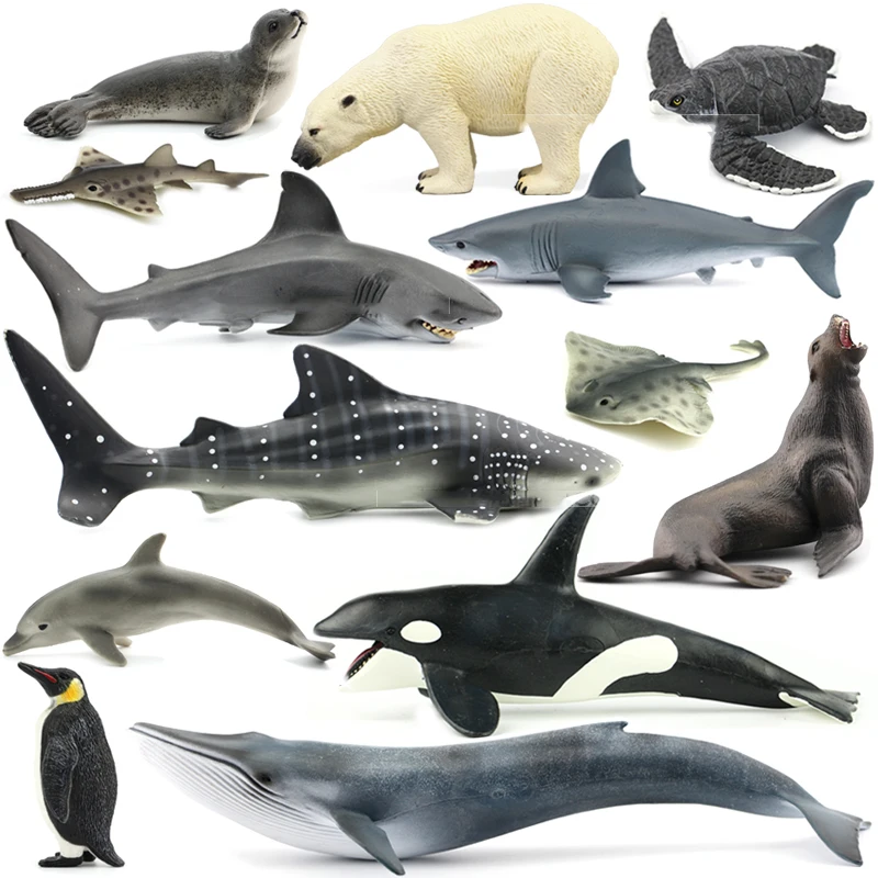 Оригинальные наборы морских животных sealife bule whale Акула губки тигровый КИТ leatherback
