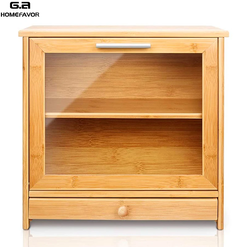 US $46.99 Bamboo Bread Box With Cutting Board Detachable Storage Bin Boxes Big Food Container Drawer Factory Customized Kitchen Organizer