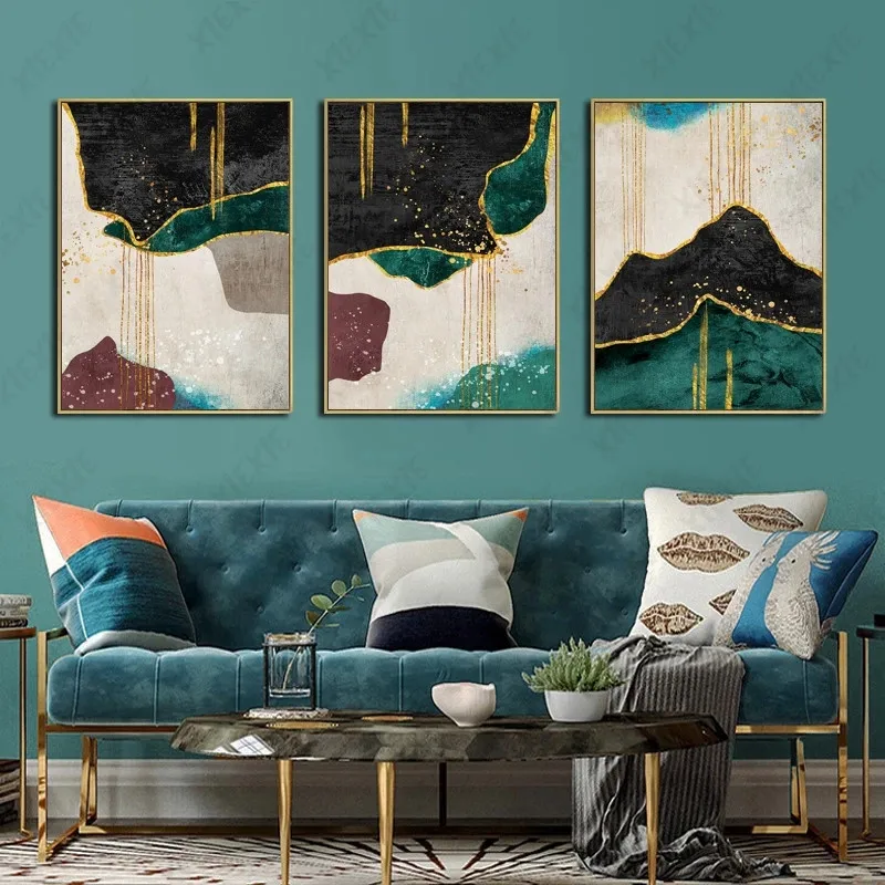 

Abstract Irregular Pattern Poster Green Black Canvas Painting Art Personality Wallpaper Decoration Home Print Picture Craft