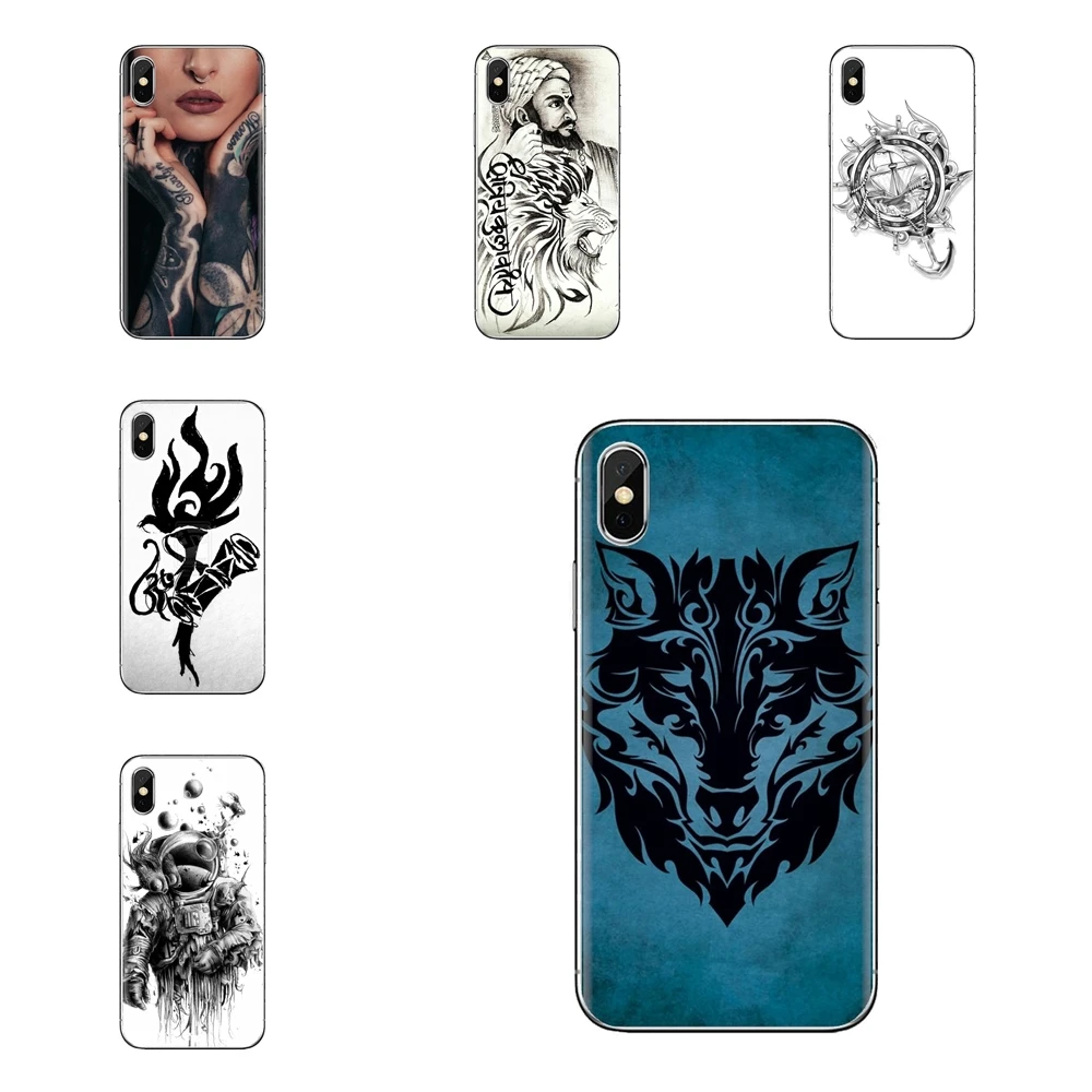 Для samsung Galaxy S2 S3 S4 S5 MINI S6 S7 edge S8 S9 Plus Note 2 3 4 5 8 Coque Fundas татуировки обои прозрачные