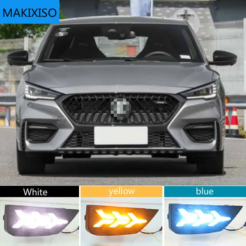 

1 Pair Car LED Daytime Running Lights White Yellow Blue Running Turn signal DRL For MG6 MG 6 2020 Fog Lamp Covers