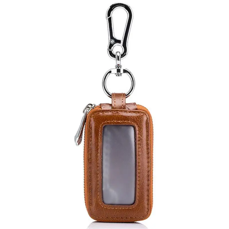 ACL-2468 Brown1 Сумки San maries унисекс корова спилок кожа Ключи кошельки двойная молния ключница кожаный держатель для ключей Органайзер чехол для ключей Сумки - Цвет: ACL-2468 Brown1