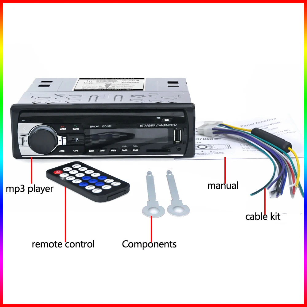 1 Din автомагнитола автомобильный стерео плеер 12v Bluetooth автомобильный аудио FM SD USB MP3 плеер - Формат цифровых медиаданных: only player no SD