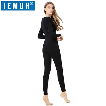 

IEMUH 2020 Thermal Underwear Sexy Ladies Clothes Winter Seamless Antibacterial Warm Intimates Print Long Johns Women Shaped Sets