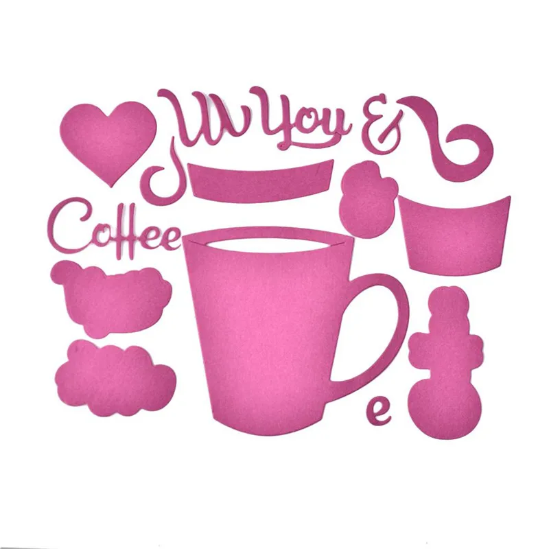 

Naifumodo Word Dies Coffee Cup Metal Cutting Dies New 2019 for Scrapbooking Card Album Embossing Diecut Template