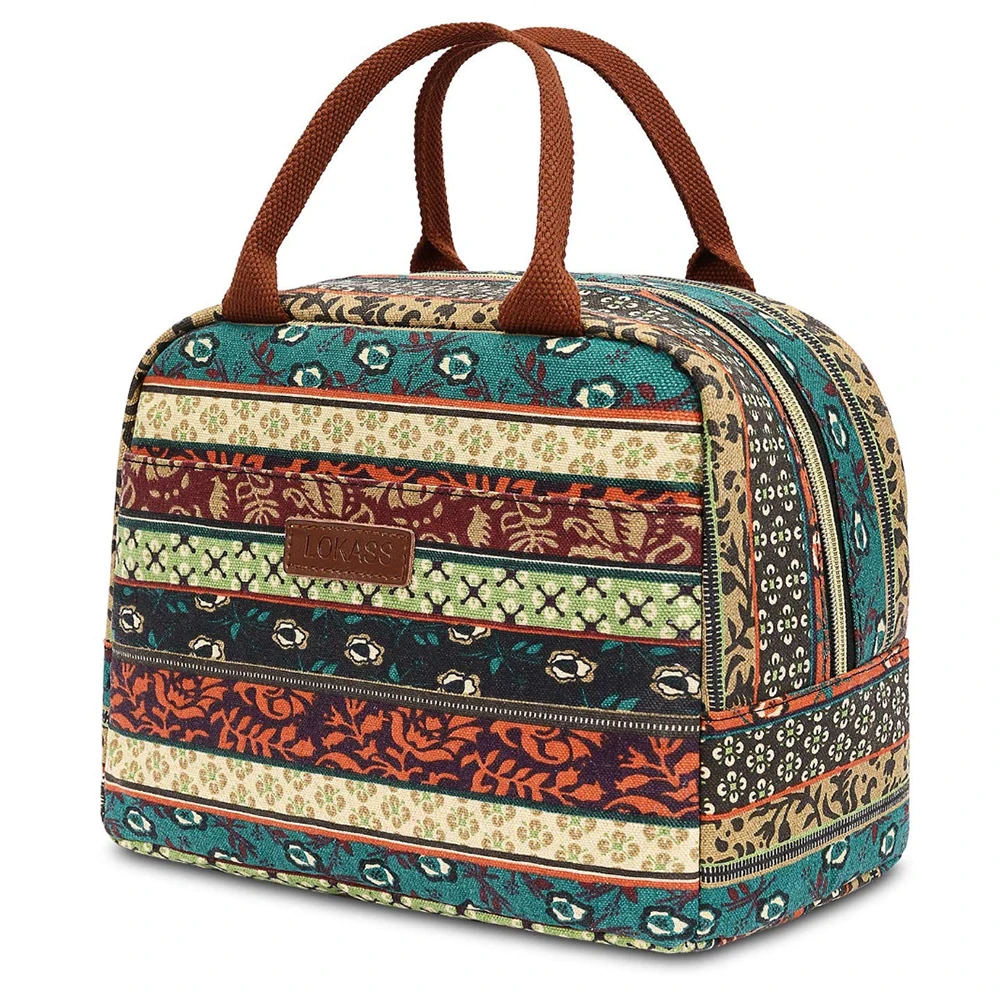 

Lunch Bags for Women Kids Men Shoulder Food Picnic Bag Portable Thermal Insulated Cooler Drink Boxes Travel Tote Bag Bohemia Red