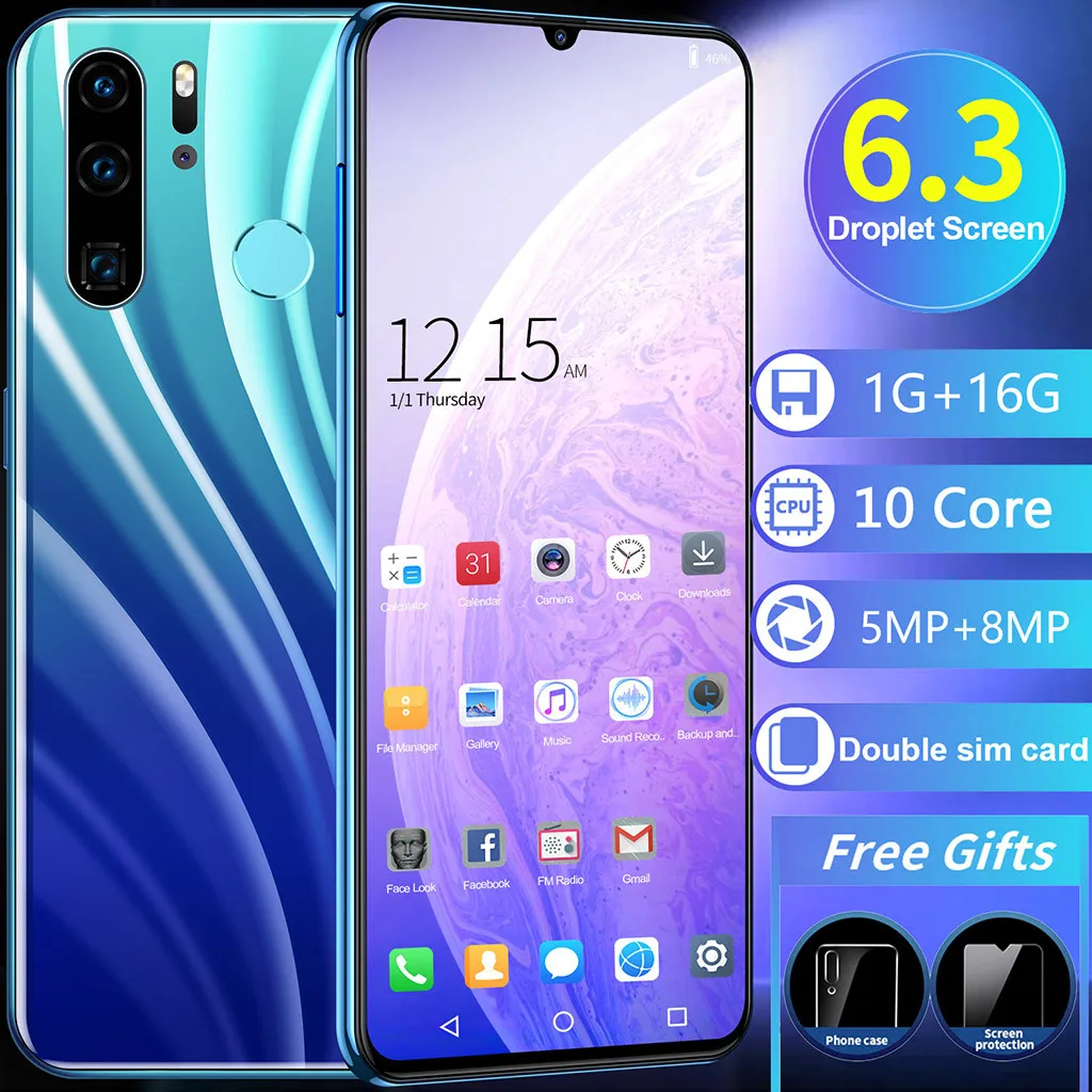 Смартфон P40 PRO quad core 6,3 дюймов камера Android 6,1 1G+ 16G gps 3g мобильный телефон ЕС лучший подарок