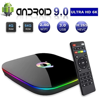 

Q Plus Smart TV Box Android 9.0 Allwinner H6 Quad Core 6K H.265 HDR 2.4GHz Wifi Support Google Player Youtube IPTV Set Top Box
