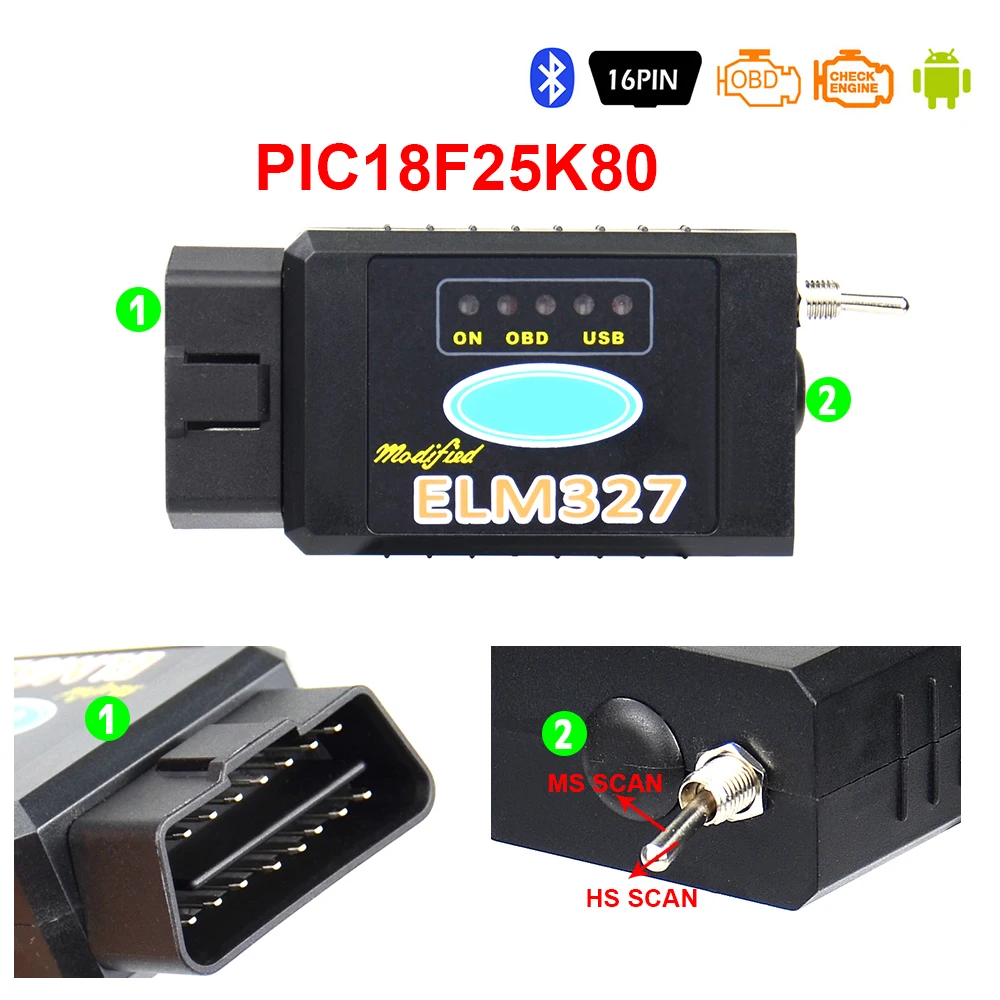 ELM 327 USB Bluetooth Works on Forscan For Ford HS CAN /MS CAN V1.5 car  OBD2 diagnostic Tool ELM327 USB FTDI chip for Optional