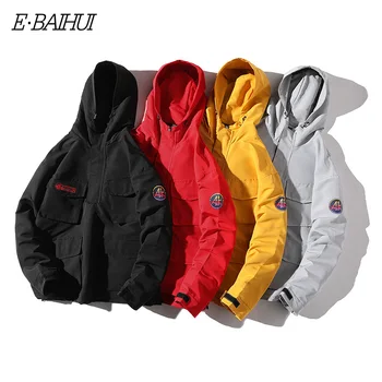 

E-BAIHUI japan style Hooded Jacket Men Fashion Spring Autumn Hip Hop Jackets Male Streetwear Casual Solid Color Jacket Coat G062