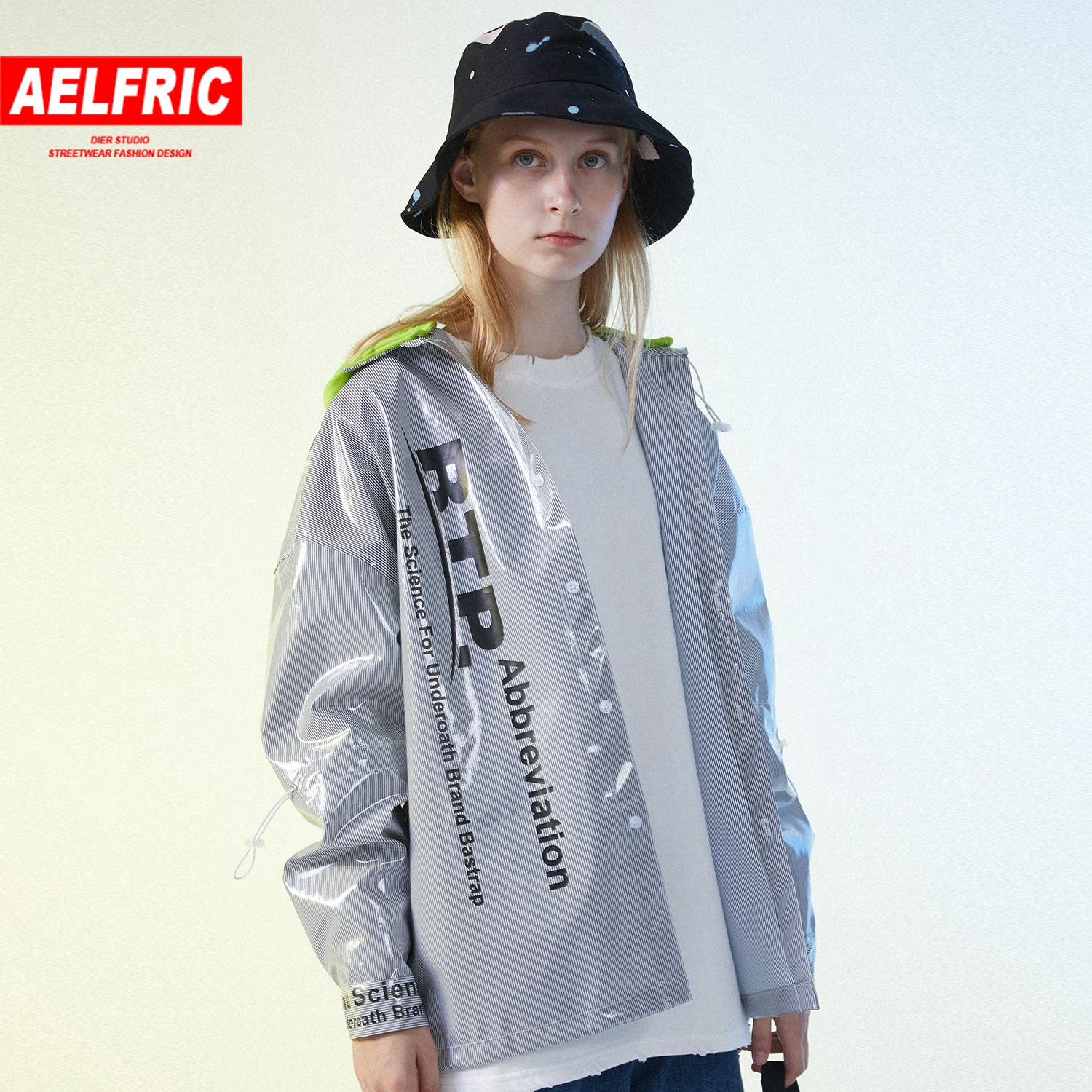 Aelfric хип-хоп Женская куртка со съемной крышкой в полоску с капюшоном Осенняя мода Harajuku Femme Топы повседневные хлопковые пальто уличная одежда