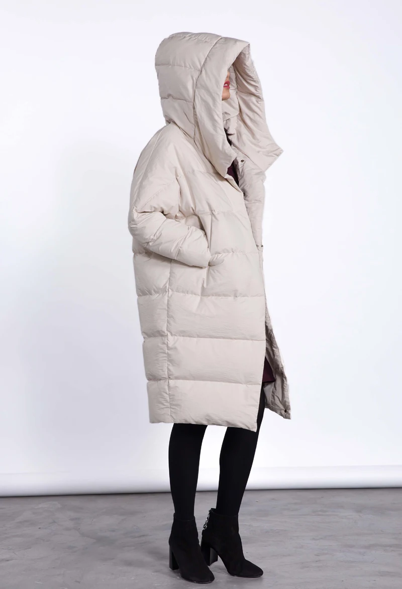 YNZZU, осенне-зимняя женская куртка, одноцветная, длинная, стильная, толстая, теплая, с капюшоном, женский пуховик, ветрозащитное, Свободное пальто, верхняя одежда, AO606