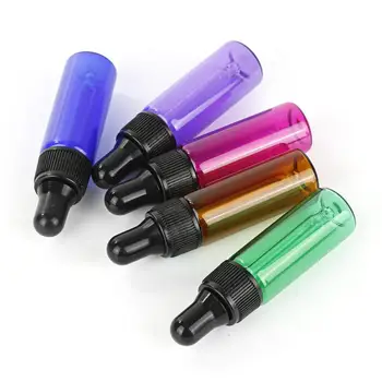 

5colors Mini Refillable Empty Aromatherapy Pipette Perfume Essential Oil Liquid Dropper Glass Bottle Makeup Storage Container