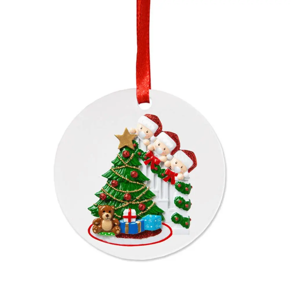 2020 Regalo Di Decorazione Per Feste Di Natale In Pergamena Babbo Natale Con Maschera Personalizzato Appeso Ornamento Pandemico-Distanza Sociale