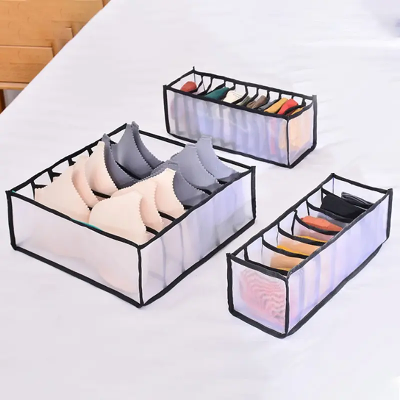Dormitory closet organizer for socks home separated underwear storage box 11 grids bra organizer foldable drawer