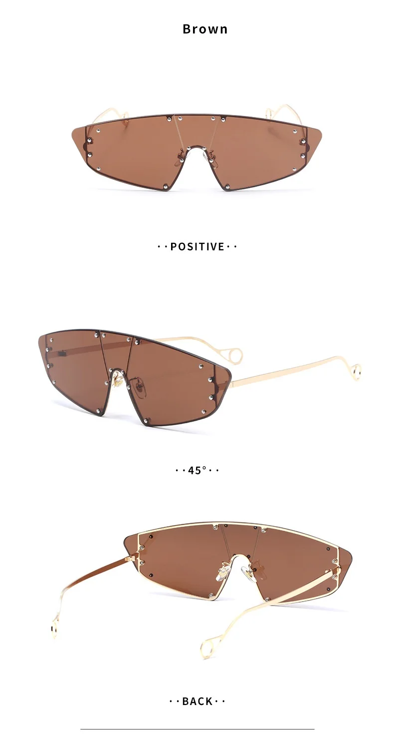 GIFANSEE women oversized cat eye sunglasses flat top men glasses vintage brand design retro luxury uv400 transparency rimless