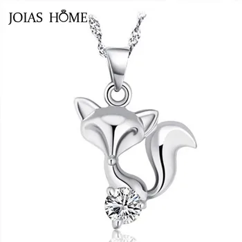 

JoiasHome Fashion 925 Sterling Silver Necklace Korean Fox Pendant with Short Clavicle Necklace Valentine's Day Gift