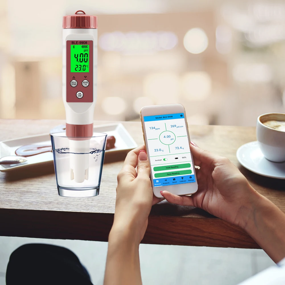 Yieryi New Bluetooth PH Meter PH/EC/TDS/TEMP Meter APP Intelligent Control Water Quality Tester ATC for Drinking Water Aquariums 6