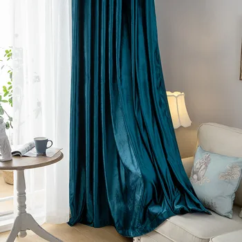 

Custom curtains for Living Room Bedroom Nordic Light Luxury Italian Velvet Curtain Solid Color Blackout Flannel Curtain
