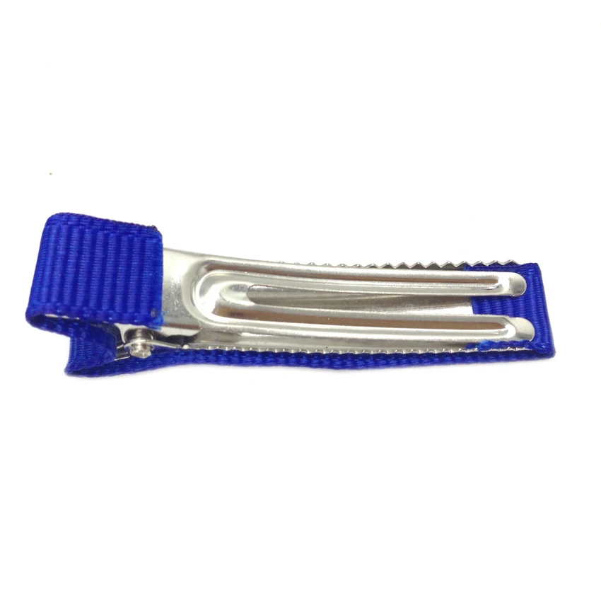 20Pcs Mixed Colors 50mm Double Prong Alligator Clip Wholesale Metal Hairclip Grosgrain Ribbon Covered Hairpin Kids Hairgrip