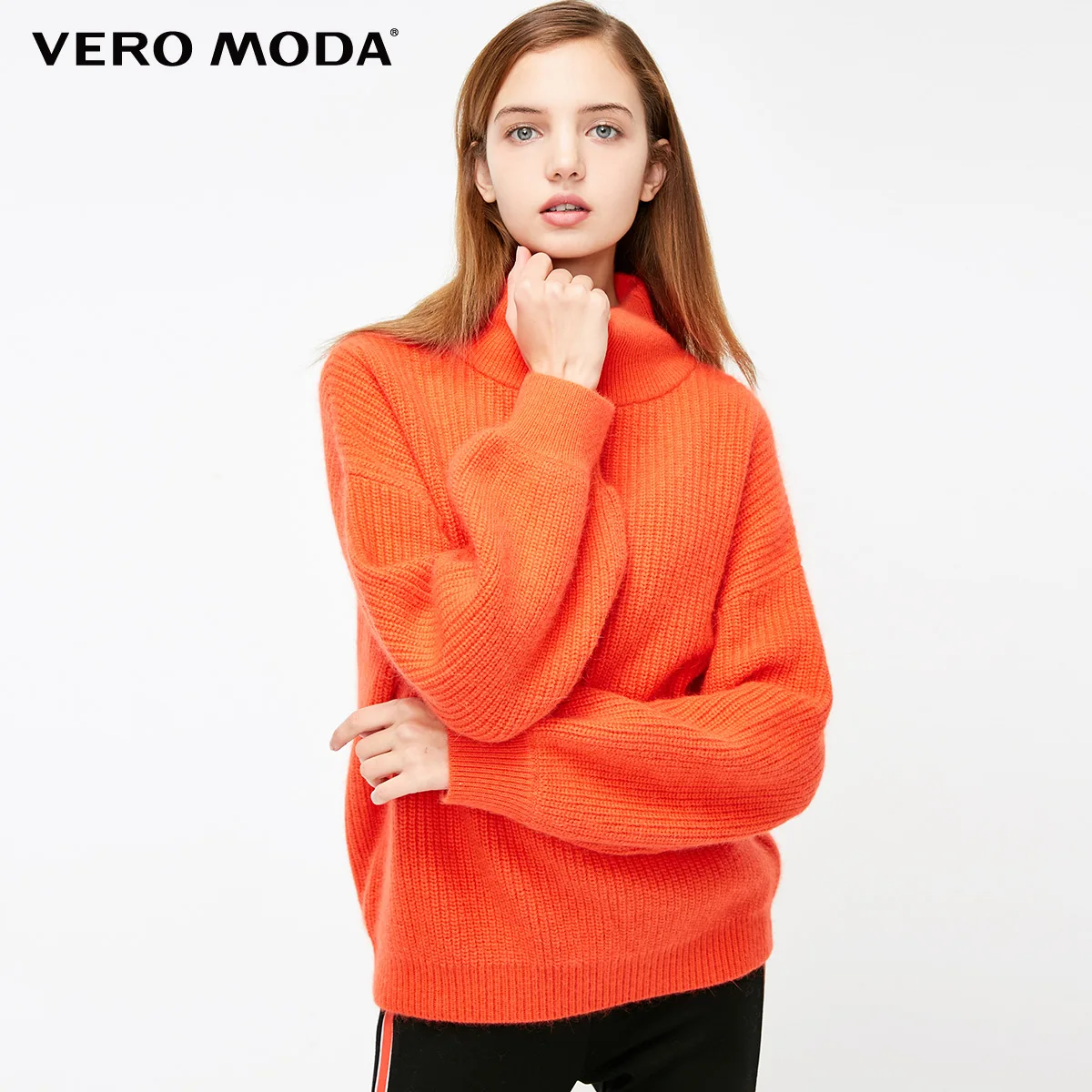 Vero Moda женский свободный свитер с вырезом сзади и высоким воротником | 318413588 - Цвет: Outrageous orange